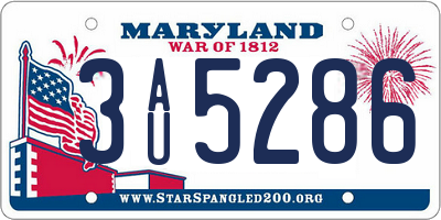 MD license plate 3AU5286