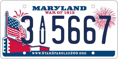 MD license plate 3AU5667