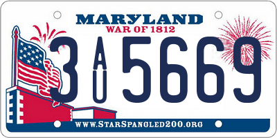 MD license plate 3AU5669