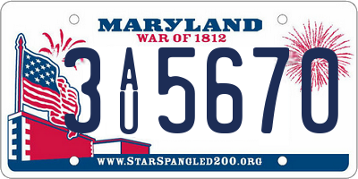 MD license plate 3AU5670