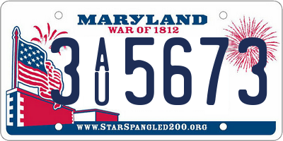 MD license plate 3AU5673