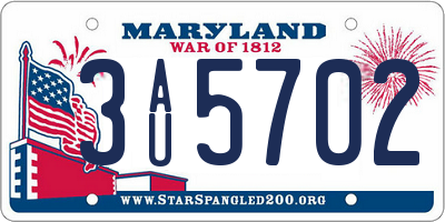 MD license plate 3AU5702