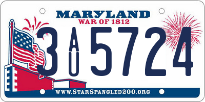 MD license plate 3AU5724