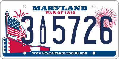 MD license plate 3AU5726