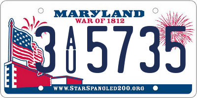 MD license plate 3AU5735