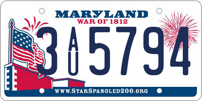 MD license plate 3AU5794