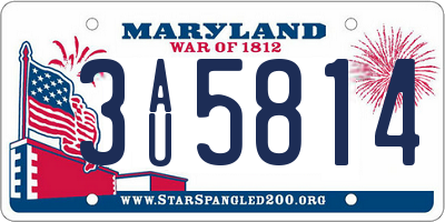 MD license plate 3AU5814