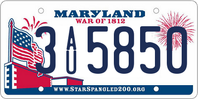 MD license plate 3AU5850