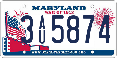 MD license plate 3AU5874