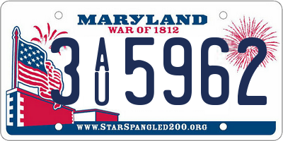 MD license plate 3AU5962