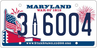 MD license plate 3AU6004