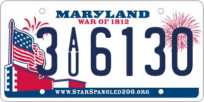 MD license plate 3AU6130