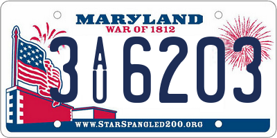 MD license plate 3AU6203