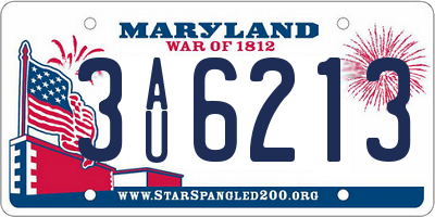 MD license plate 3AU6213