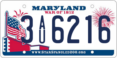 MD license plate 3AU6216