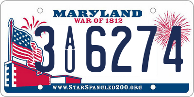 MD license plate 3AU6274