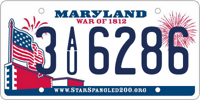 MD license plate 3AU6286