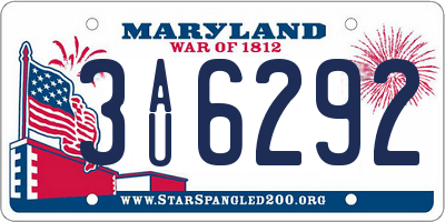 MD license plate 3AU6292