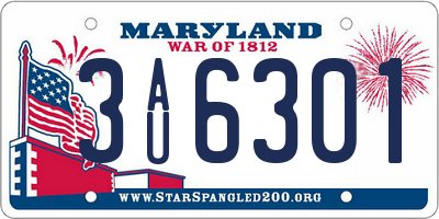 MD license plate 3AU6301