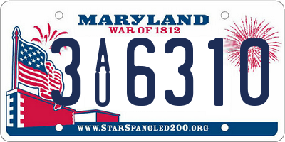 MD license plate 3AU6310