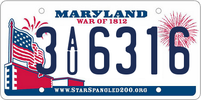 MD license plate 3AU6316