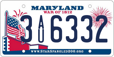 MD license plate 3AU6332