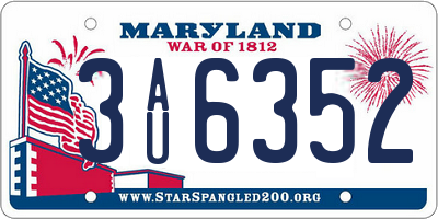 MD license plate 3AU6352