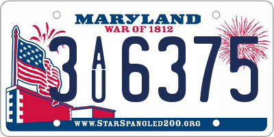 MD license plate 3AU6375