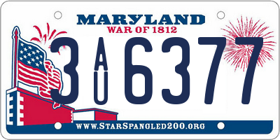 MD license plate 3AU6377