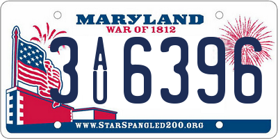 MD license plate 3AU6396