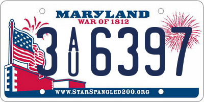 MD license plate 3AU6397