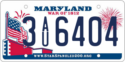 MD license plate 3AU6404