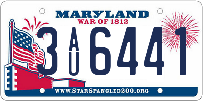 MD license plate 3AU6441