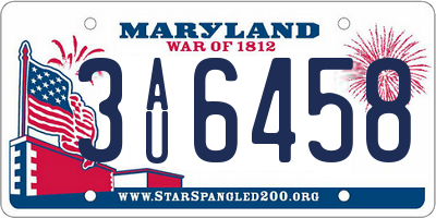 MD license plate 3AU6458
