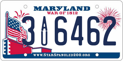 MD license plate 3AU6462