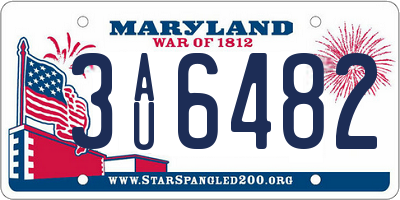 MD license plate 3AU6482