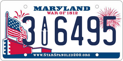 MD license plate 3AU6495