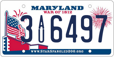 MD license plate 3AU6497