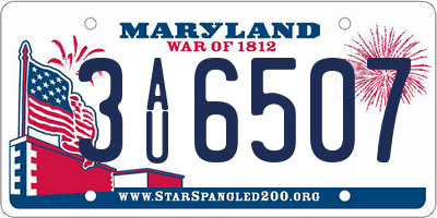 MD license plate 3AU6507