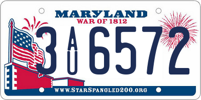 MD license plate 3AU6572