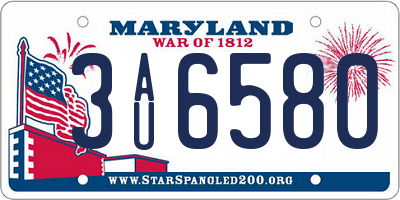 MD license plate 3AU6580