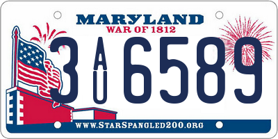 MD license plate 3AU6589