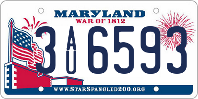 MD license plate 3AU6593