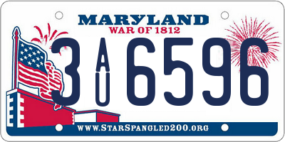 MD license plate 3AU6596