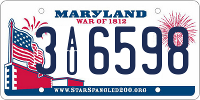 MD license plate 3AU6598