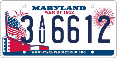 MD license plate 3AU6612