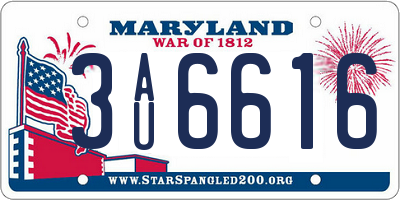 MD license plate 3AU6616