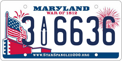 MD license plate 3AU6636