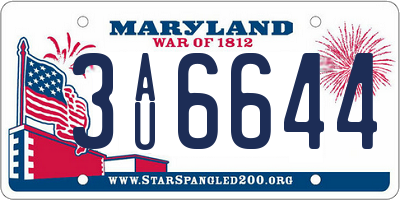 MD license plate 3AU6644
