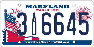 MD license plate 3AU6645